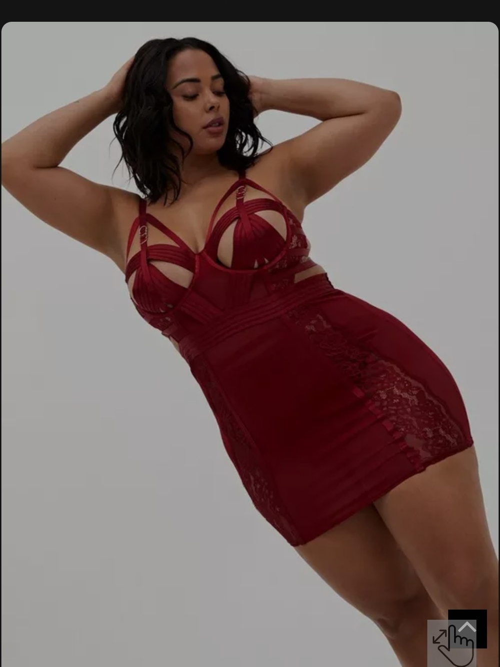 Torrid Burgundy Strappy Lace Bodycon Dress & Panties